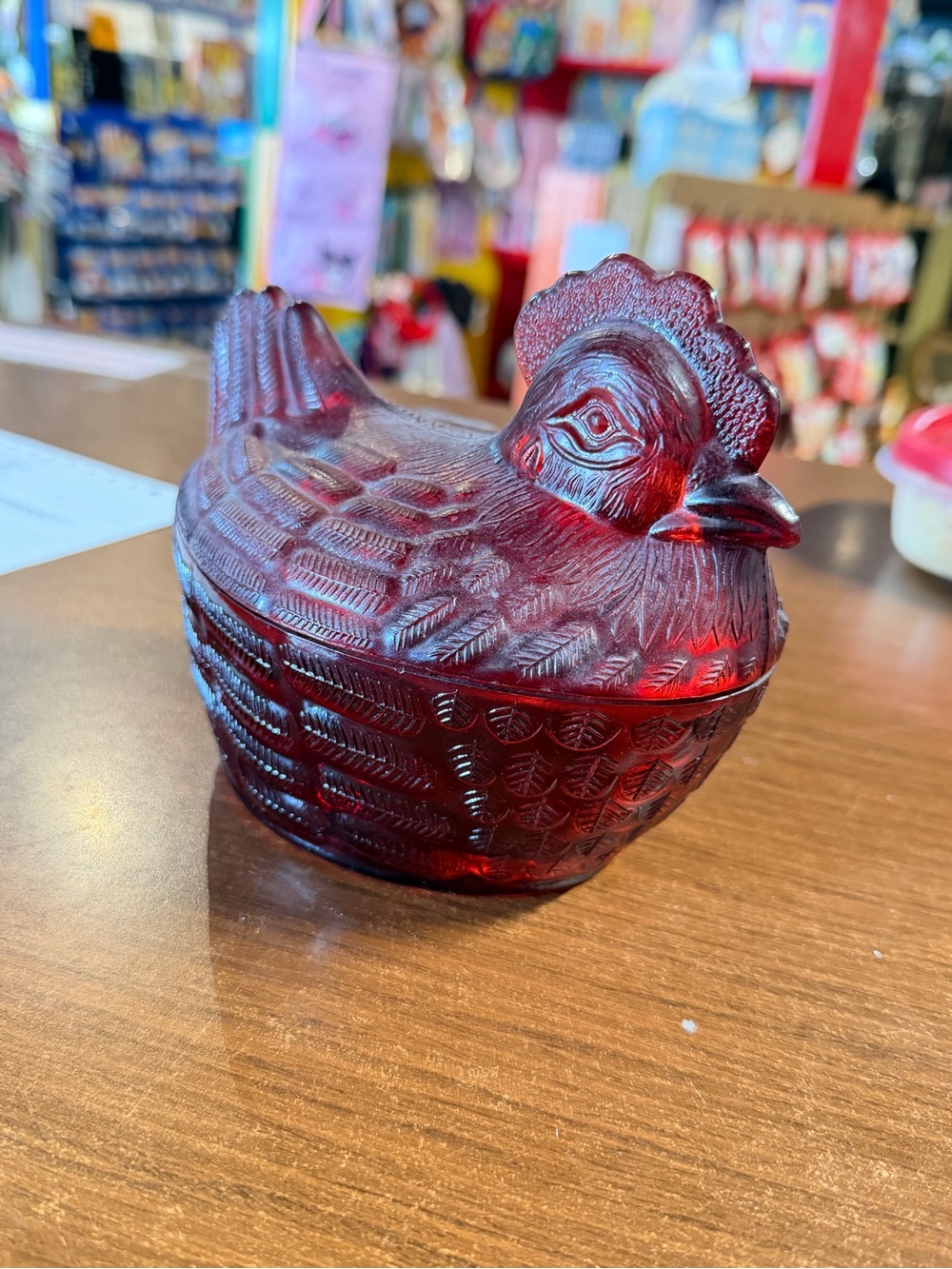 Cracker Barrel Ruby Red Glass Hen Covered Dish